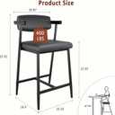 IDEALHOUSE Counter Height Bar Stools Set of 2 With Arms,26" Upholstered Bar Stools With Back, Wider Seat, Modern Bar Stools Set With Footrest for Kitchen Island, Counter Bar,Easy Assembly,Rustic Black, 2 Barstools with Soft Back