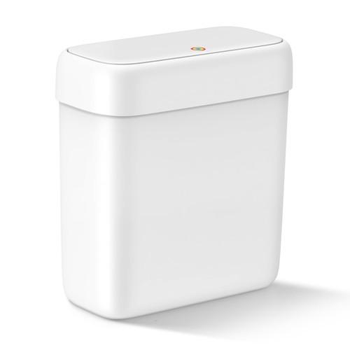 MOPALL Small Bathroom Can with Lid, 3.2 Gallon / 11.5 L Slim Plastic Garbage Bin with PopUp Lid, Mini Waste Basket Can Dog Proof for Kitchen, Bedroom, Office, Laundry, Toilet, Rv, White