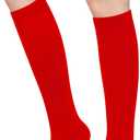 Olreco Women's Knee High Socks for Women Knee Socks for Women Long Sock Woman Striped High Sock Athletic Halloween Accessories (One Size, Red)