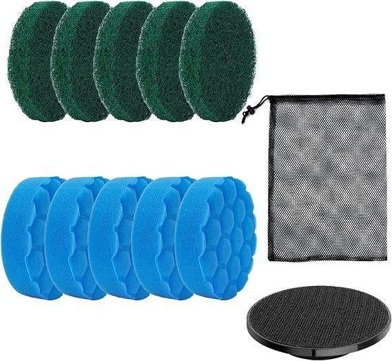 Leebein Electric Spin Scrubber, Cordless Cleaning Brush for Bathroom Shower Tub, IPX7 Waterproof Power Scrubber with 7 Brush Heads, Extendable Long Handle and 2 Speeds Scrubber for Bathtub Floor