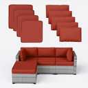 9 Pcs Outdoor Patio Cushions Covers Replacement Waterproof with Zipper for 5 Pcs Patio Furniture Set, Covers Only (Terra Red)