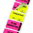 ChromaLabel 1 x 1.50 Inch Fluorescent Pink and Yellow Double Layer Quality Control Label, Imprinted Inspected by Stickers, 250 Quality Inspection Tags per Dispenser Box
