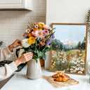 Framed Boho Landscape Wall Art, Colorful Floral Mountain Pictures Wall Decor, Vintage Wildflower Nature Paintings Canvas Prints Rustic Home Decor for Living Room Bedroom Office 12x16 inch