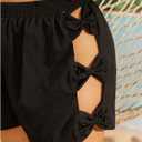 Floerns Women's Plus Size Bow Cut Out Beach Shorts Elastic High Waist Swimsuit Bottom (Black, XL)
