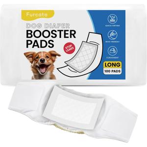 Disposable Dog Diaper Liners Booster Pads for Male & Female Dogs - 100ct | Diaper Inserts fit Most Washable Dog Wraps and Belly Bands, Long