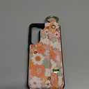 Petitian for Samsung Galaxy S23 Case with Wallet - Women Girls Cute Girly Aesthetic Unique Design Leather Credit Card Holder Cardholder Stand Wristband for S23, Orange Floral