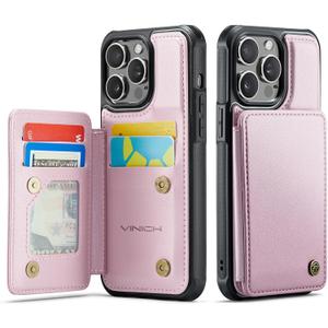 Vinich for iPhone 14 Pro Wallet Case with Card Holder, RFID Blocking Credit Slots Kickstand Shockproof Phone Cover for Women Men, Rose Gold