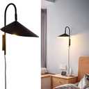 SUNLLOK Modern Plug in Wall Sconces with Switch - Industrial Hanging Wall Light Fixture - Indoor Metal Reading Wall Mounted Lamp Decoration for Living Room, Kids Bedroom, Restaurant (Black)