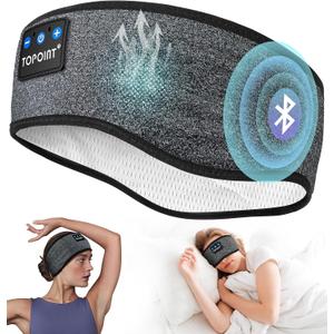 Sleep Headphones Headband Bluetooth 5.4, TOPOINT Sports Headband Earphones Sleeping Bluetooth Wireless with USB C for Women Men Sports Gifts Workout Jogging Yoga Insomnia Air Travel Meditation