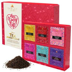 Samley Tea Love Of My Life Tea Assortment Gift Box Set, Pure Ceylon Tea Bags Individually Wrapped, Flavored Sampler Variety Pack of Assorted Flavors, 6 x 10 Count