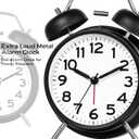 AKCISOT Loud Alarm Clock for Heavy Deep Sleepers, 4.5 Inches Analog Metal Twin Bell Clocks Battery Operated with Backlight for Bedroom Bseide, Old Fashioned for Desk Home Decoration (Black White)