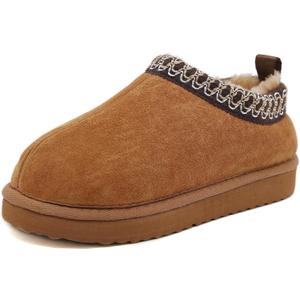 SMajong Kids Slippers Plush Warm Girls Fuzzy House Slippers Boys Platform Slipper Slip-on Shoes Winter Indoor Outdoor (2 Big Kid, Black Brown)