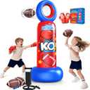 Inflatable Punching Bag for Kids, 2-in-1 Freestanding Boxing Bag with Football Toss Game, 68.8'' Heavy Duty Karate Taekwondo Toy for Boys Girls Ages 3-12, Birthday Xmas Gift Ideas