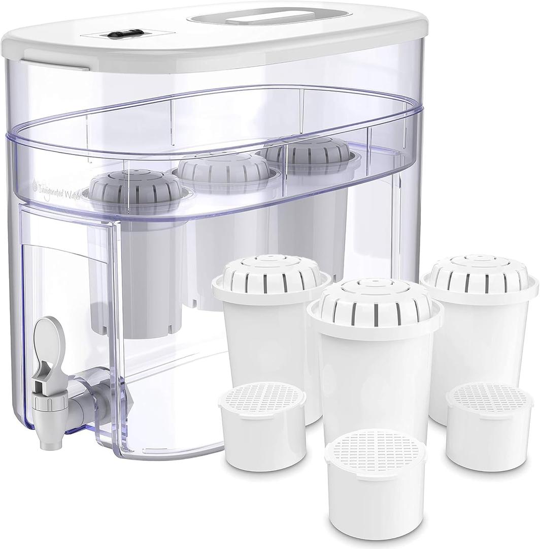 Invigorated Water pH Recharge 3F Countertop Alkaline Water Filter + PH001 3-Pack and PH002 3-Pack Replacement Water Filters Bundle