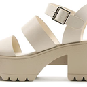 Soda ACCOUNT ~ Women Open Toe Two Bands Lug sole Fashion Block Heel Sandals with Adjustable Ankle Strap size 8
