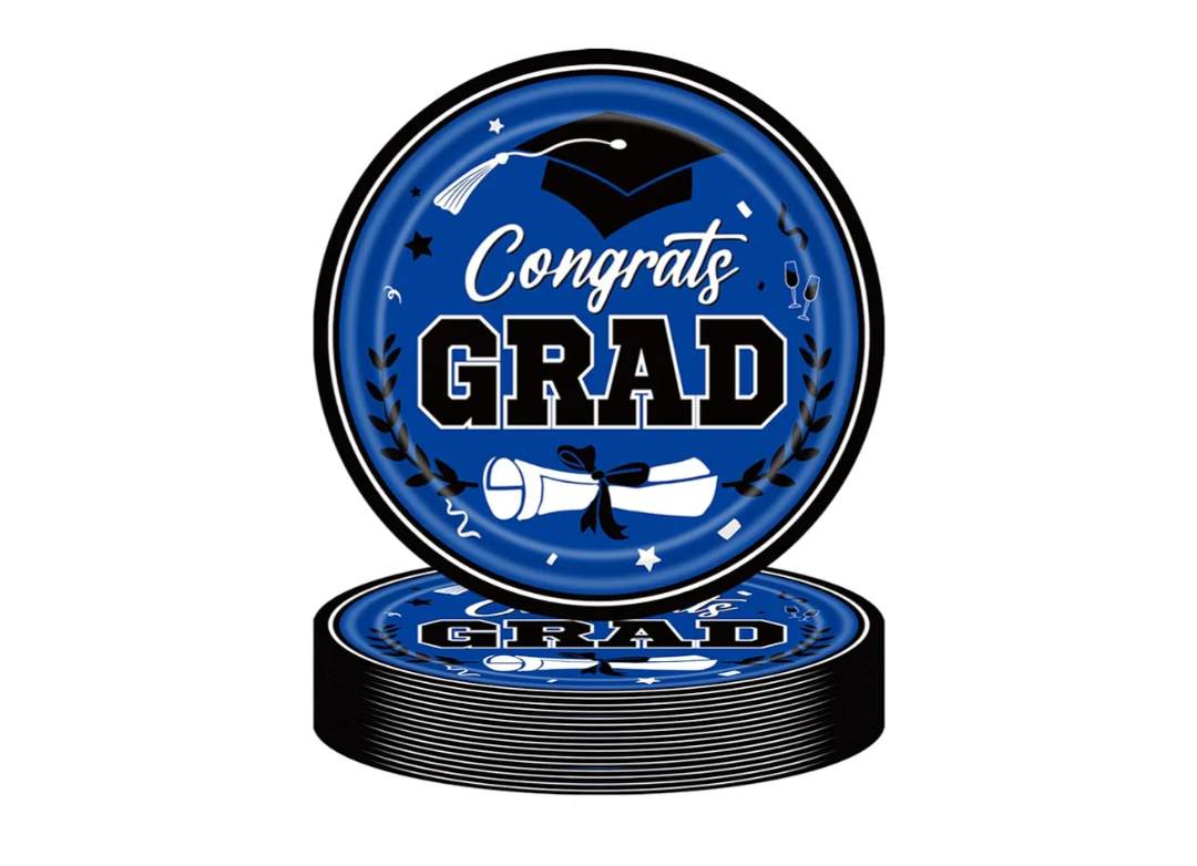 2 pack. Gatherfun Graduation Party Dinnerware Blue Disposable Paper Plates for Congrats Grad Party Decorations, Serve 80