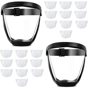 2pcs Full Face Shield for Yard Work & Woodworking, Wide View Clear Visor with Anti-Fog Coating, Breathable Bottom Design, Adjustable Headband