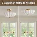 DHDSOUR 3-Light Gold Semi Flush Mount Ceiling Light with Milk Glass Shade