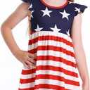 RONGTAI Girls 4th of July Dress Kids American Flag Patriotic Stars Striped Summer A Line Dresses for Kids Independence Day, 4-5T