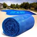 Solar Pool Cover for Inground and Above Ground Pools - 20' x 40' Rectangle 12 Mil Solar Blanket for Inground Pool, Blue