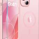 FNTCASE for iPhone 15 Plus Case: for iPhone 14 Plus Case [Compatible with Magsafe] Translucent Matte Cases with [Screen Protector] Military Grade Shockproof Protective Phone Cover - Light Pink