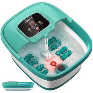 HOSPAN Collapsible Foot Spa with Heat, Bubble, Red Light, and Temperature Control, Foot Bath Massager with 8 Shiatsu Massage Rollers, Pedicure Foot Spa for Relaxation - FS01A (Sky Blue)