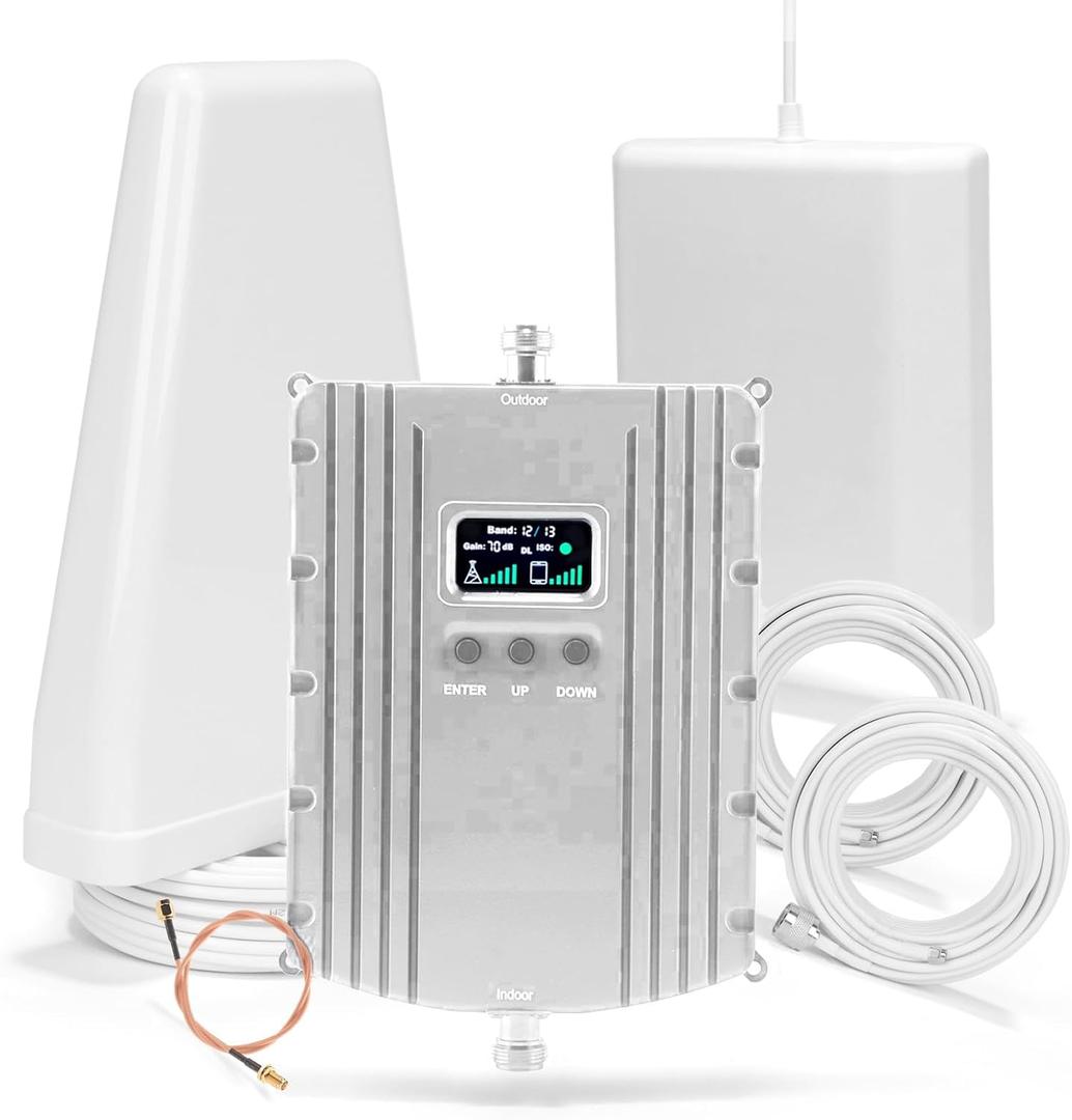 Cell Phone Booster for Home & Office, Up to 5500Sq Ft, Cell Phone Signal Booster for Band 2/25 / 4/66 / 5/12 / 17/13 with All U.S. Carriers, Boosts 5G 4G LTE, FCC Approved (Silver)