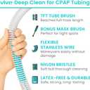 Vive CPAP Tube Cleaning Brush - Stainless Steel Cleaner for Mask and Pipe - Wire Bristle Solution - for 7 Foot Hose and 22 mm Diameter - Portable, Flexible and to Easily Clean Standard Tubing Kit (Teal)