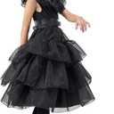 MGparty Girls Halloween Costume Black Dress for Kids with Headband Belt Socks (130(8-9 Yrs))