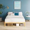 12 Inch High Bamboo Wood Queen Bed Frame, Steel Slats Support Queen Size Bed Frame, Solid Foundation, Noise Free, No Box Spring Needed, Easy Assembly