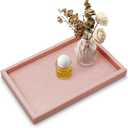 Real Natural Marble Tray for Bathroom, Vanity, Kitchen and Desktop, Rectangle Genuine Marble Stone Tray for Jewelry, Cosmetics, Candles, Lotion, Perfume and Home Decor (12" x 8" x 1.2", Pink)