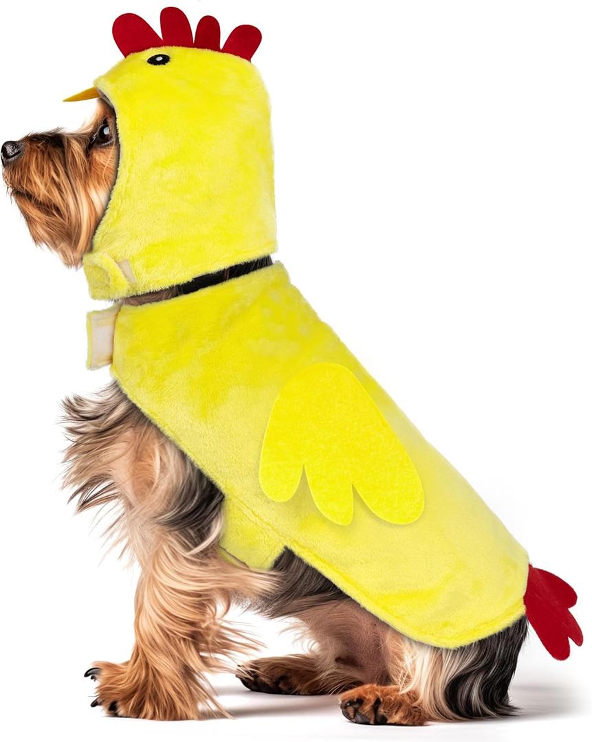 cyeollo Dog Chicken Costume Dog Easter Thanksgiving Outfit Pet Funny Halloween Costumes Cosplay Holiday Cute Clothes for Small Medium Dogs, Yellow Chicken XL