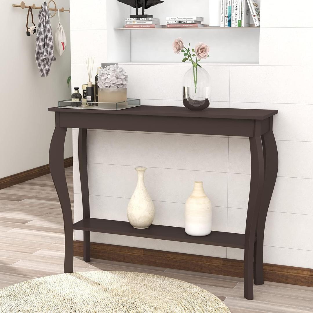 ChooChoo Narrow Console Table, Chic Accent Sofa Table, Entryway Table, Espresso (11.8"D x 39.3"W x 31.4"H)