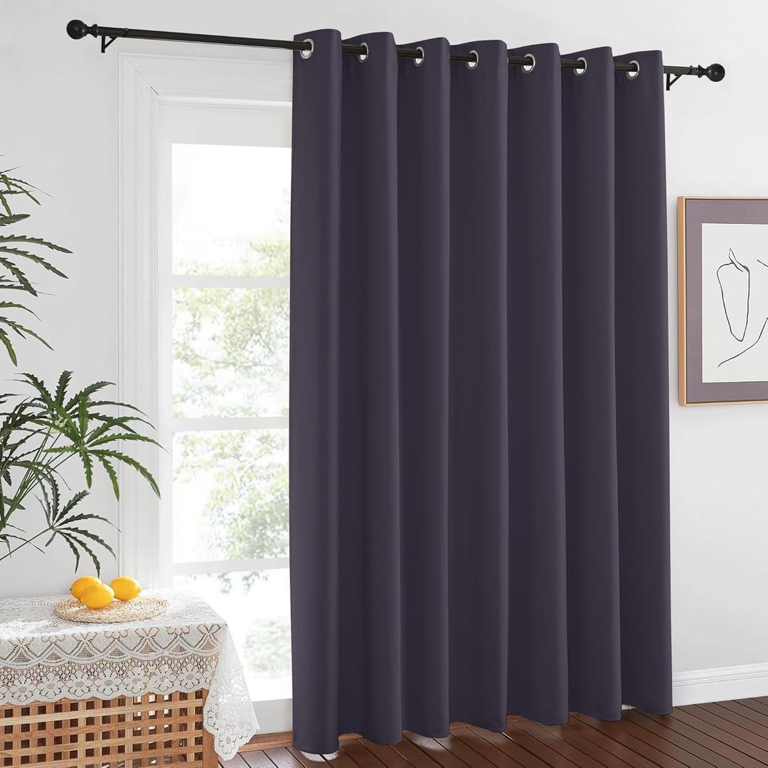 NICETOWN Blackout Curtains for Living Room Bedroom - Sliding Patio Door Insulated Blackout Drapes, Extra Wide Curtain for Villa/Hall/Parlor (100 inches W x 84 inches L, Greyish Purple)