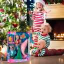 Yellow River Mermaid Princess Doll with Little Mermaid and Pink Dolphin Playset, Blonde Hair Mermaid Toys with Accessories, Gift for 3 to 7 Year Old Girls