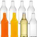 Noamus 8 Pack 33 oz Plastic Soda Bottles with Caps, 1L Reusable Empty Clear PET Juice Container, Disposable Wine Bottles with White Lid for Drinking Beverage Water Liquor Beer Milk Smoothies