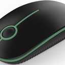 VssoPlor Wireless Mouse, 2.4G Slim Portable Computer Laptop Mouse with Nano Receiver Quiet Silent Optical Mice for Notebook, PC, Laptop, Computer-Black and Green