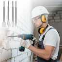 Heavy-Duty 4-Piece SDS Plus Chisel Bit Set - Alloy Steel Concrete Chisels for Demolition & Renovation - Flat, Wide, Pointed & 15 Tile Chisel (250mm/10")