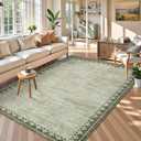 GarveeHome 9x12 Washable Living Room Area Rugs Non Slip Modern Bordered Bedroom Throw Carpet Soft Stain Resistant Geometric Dining Room Rug Low Pile Cross Carpets for Nursery Dorm Home Office, Green