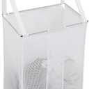 ALYER Wall Hanging Mesh Laundry Hamper,Over the Door Large Storage Bag with Big Metal Support Opening,Hardware Included (White)
