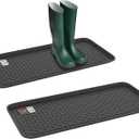 All Weather Boot Tray  Set of 2 Large Water-Resistant Plastic Utility Shoe Mat for Indoor and Outdoor Use in All Seasons by Stalwart (Black)