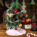 Gejoy Christmas Tree Skirt Jade Fox Velvet Light Pink Mini Tree Skirt for Xmas Party Christmas Decoration Bedroom Home Classroom Corner Decor 12 Inches Gift to Family and Friends