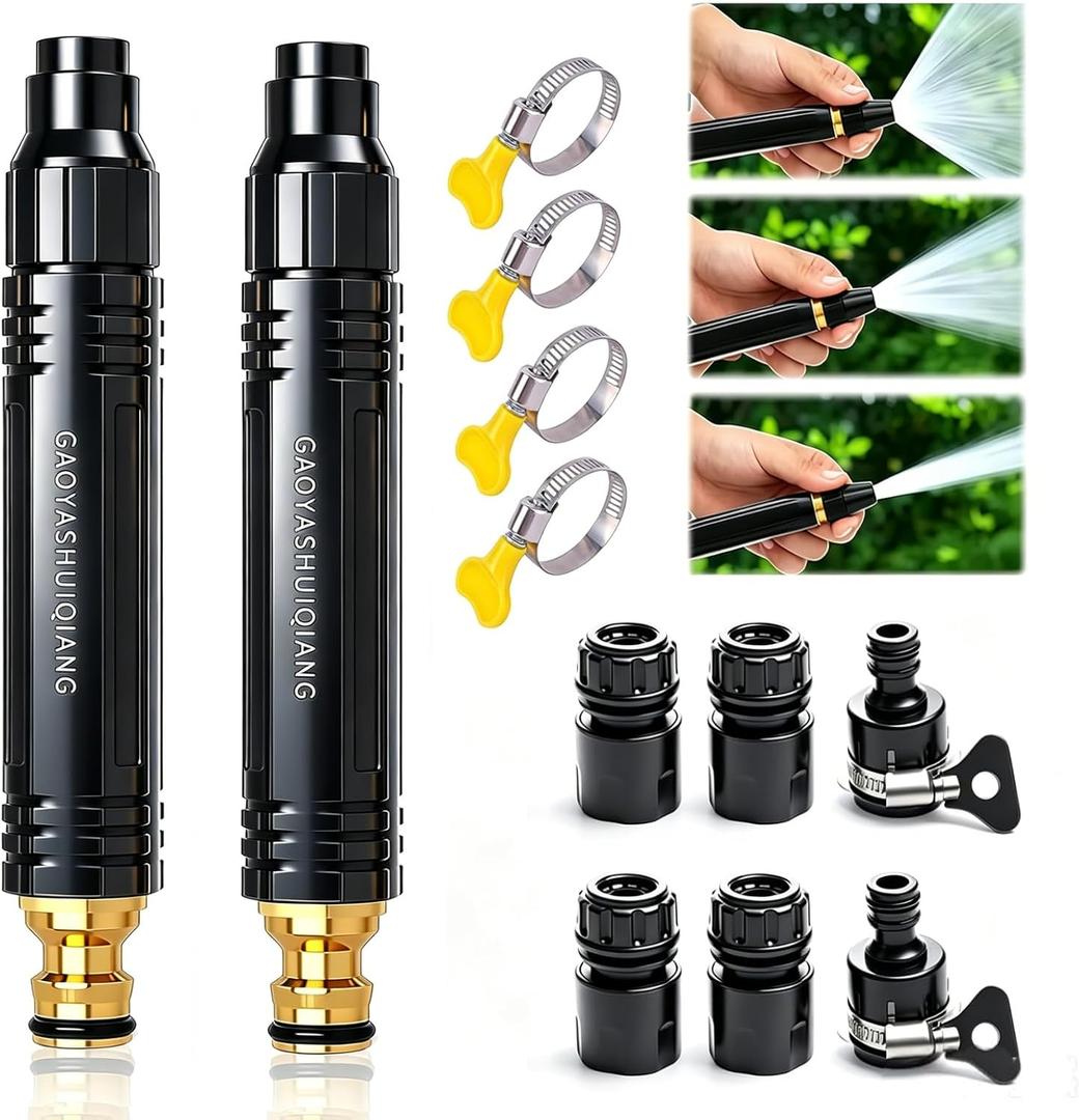 2 x 12 Pcs High Pressure Hose Nozzle, Metal Heavy Duty Adjustable Twist Hose Nozzle, Home High Pressure Car Wash Water Gun, Pressure Power Washer Lance Wand for Garden Hose & Outdoor Cleaning