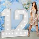Marquee Numbers Large 12th-Birthday Decorations: 4ft Light Up Number Party Decor 21 Year Old Girl And Boy Birthday Decoration Backdrop 21 Anniversary Cardboard Big Mosaic Balloon Frame Number 12