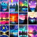 TINY FUN 12 Pack Diamond Painting Kits for Adults 5D Diamond Art Kit Paint by Number for Beginners, DIY Paint with Round Full Drill Diamonds Paintings Gem Art for Home Wall Decor Gift (12X16 Inch