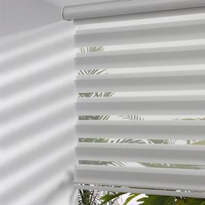 MYshade Cordless Zebra Blinds with Free-Stop Function - Dual Layer Light Filtering & Privacy Sheer Shades for Day and Night - Easy Install Window Shades for Home, Living Room, 36" W x 72" H,Grey