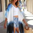 Women's Kimono Swimsuit Coverups Summer Beach Loose Cardigans for Swimwear (Blue, XXL)