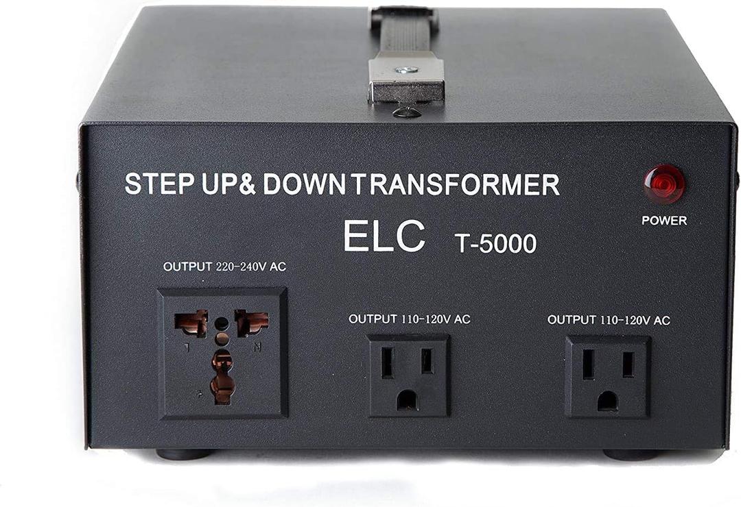ELC T-5000+ 5000-Watt Voltage Converter Transformer - Step Up/Down - 110V/220V - Circuit Breaker Protection Heavy Duty