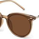 Livho Polarized Sunglasses, Retro & Oversized Shades for Women with Round Lenses Brown/Brown