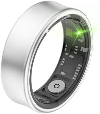 dyuanetec Smart Ring for Men, Women – Health & Fitness Tracker with Sleep Monitor, Heart Rate, SpO2, Lightweight Titanium, IP68 Waterproof, Portable Charging Case – No Subscription Fee (Silver, 9#)